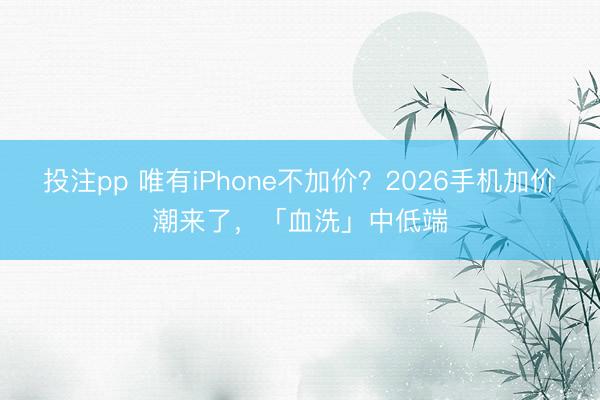 投注pp 唯有iPhone不加价？2026手机加价潮来了，「血洗」中低端